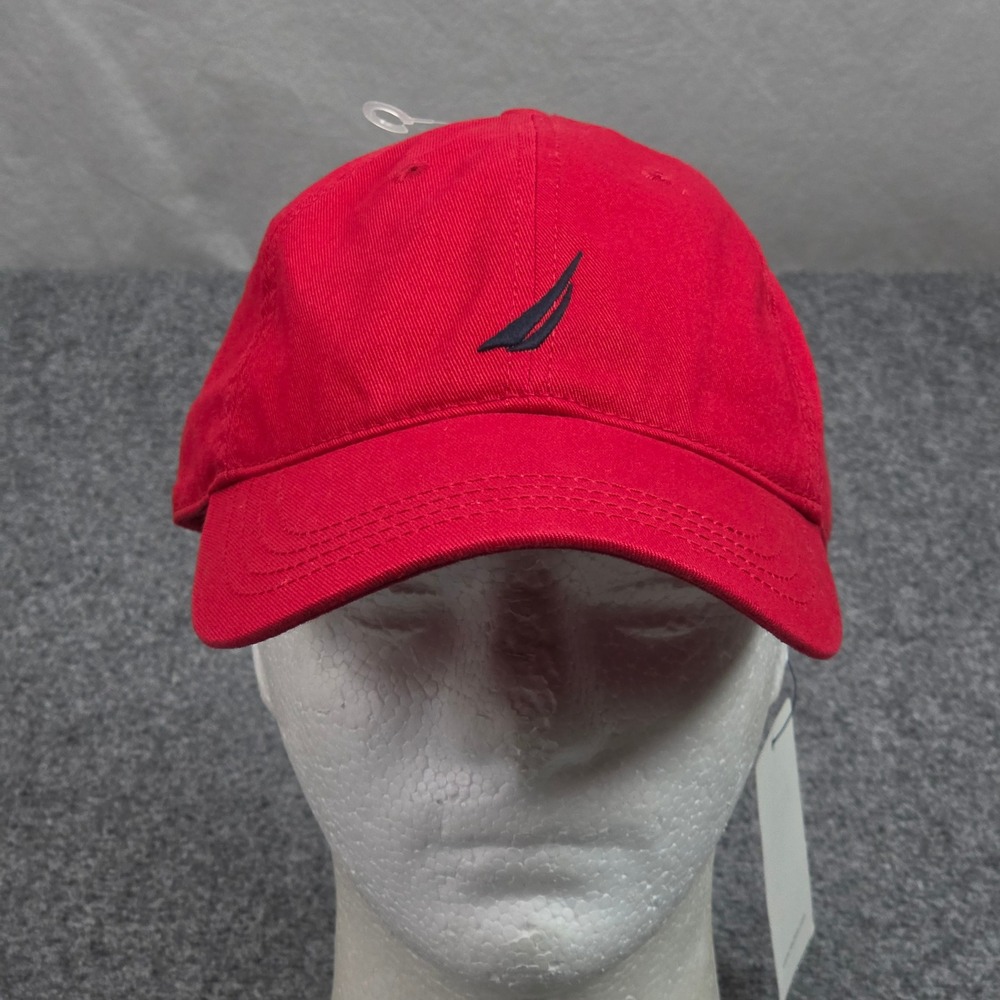 Vintage Nautica Cap Red Embroidered Logo 90s Deadstock NWT Adjustable Strapback